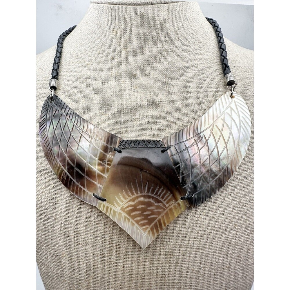abalone shell necklace statement 18”